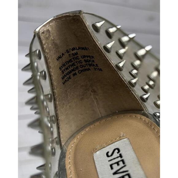 Steve Madden Vala Stud Clear Pumps Silver Spikes Punk Goth Size 7.5 - Picture 7 of 8
